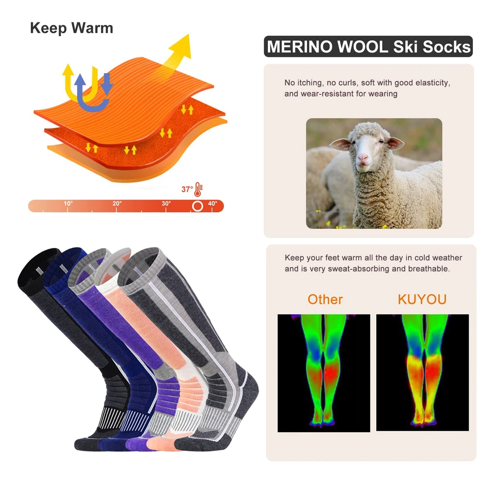 XQQMXX-Calcetines de esquí par - Thermal Sock Winter reseña y precio